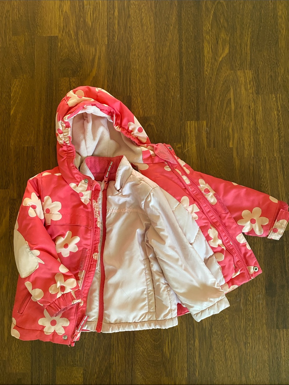 Girls Cat&Jack Pink Floral Hooded Toddler Jacket - 3t
